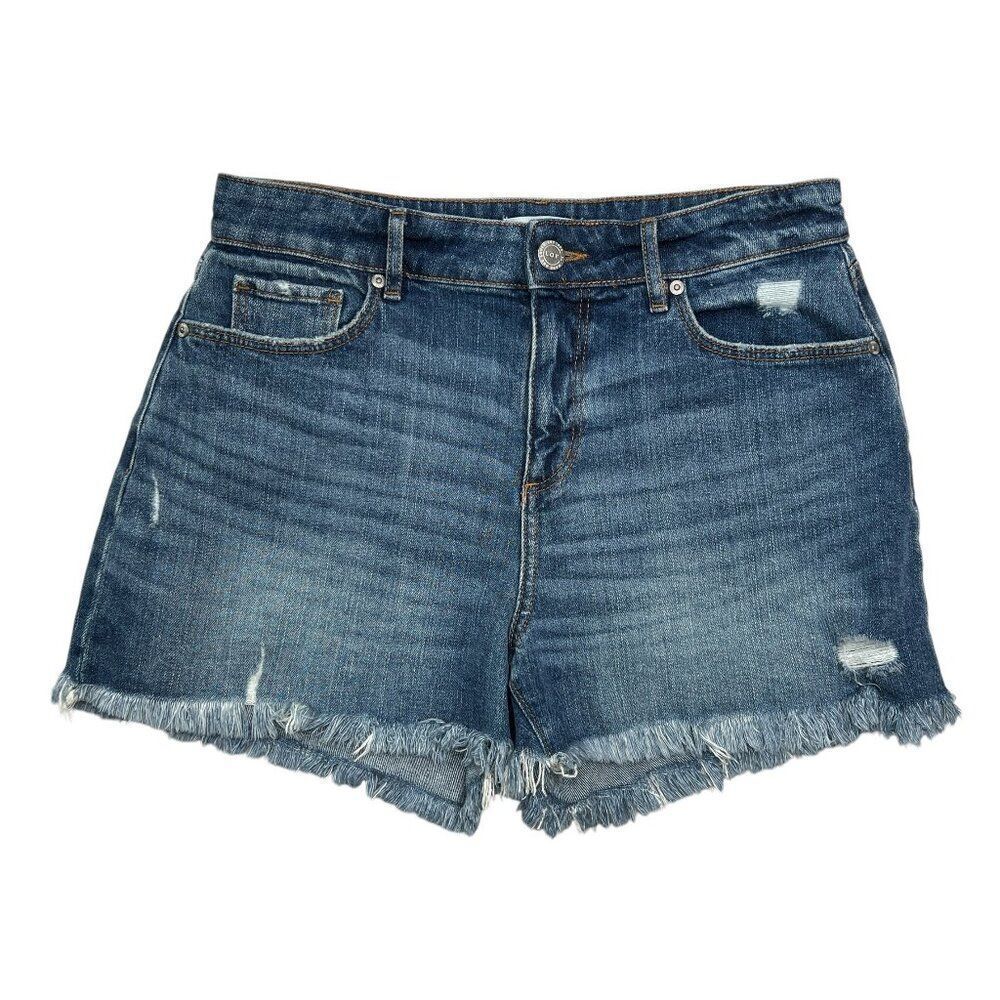 LOFT Dark Blue Distressed Denim Jean Shorts